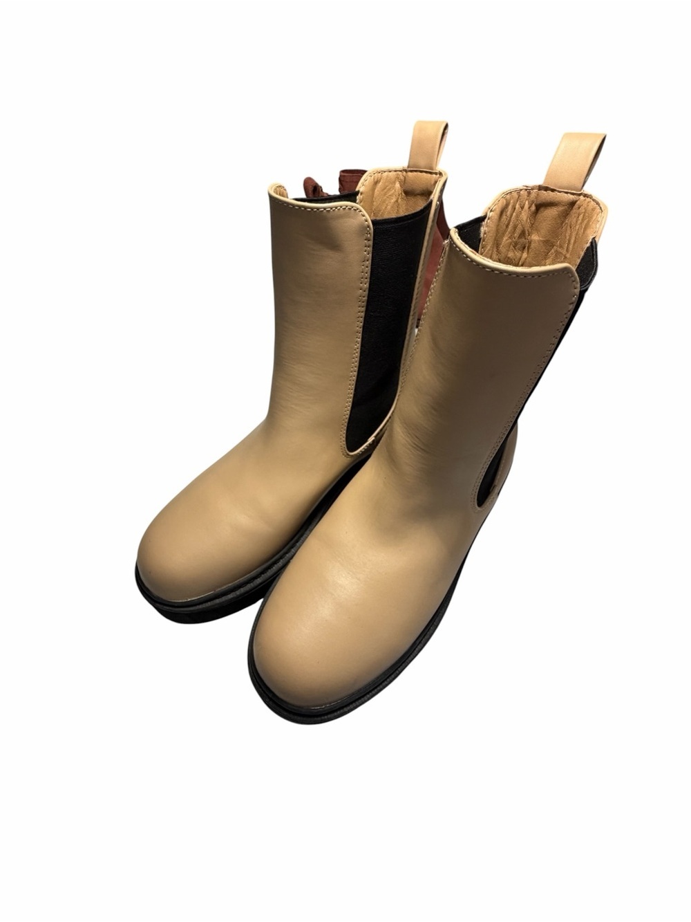 MIA Beige Chelsea Boots with Black Elastic Panels Womens 7 - Picture 2 of 10